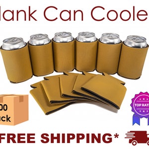 100 Pack - Blank Can Cooler for Screen Printing DTF HTV Vinyl Embroidery Heat Press Transfer Collapsible Bulk Beer Huggers Holders DIY Craft