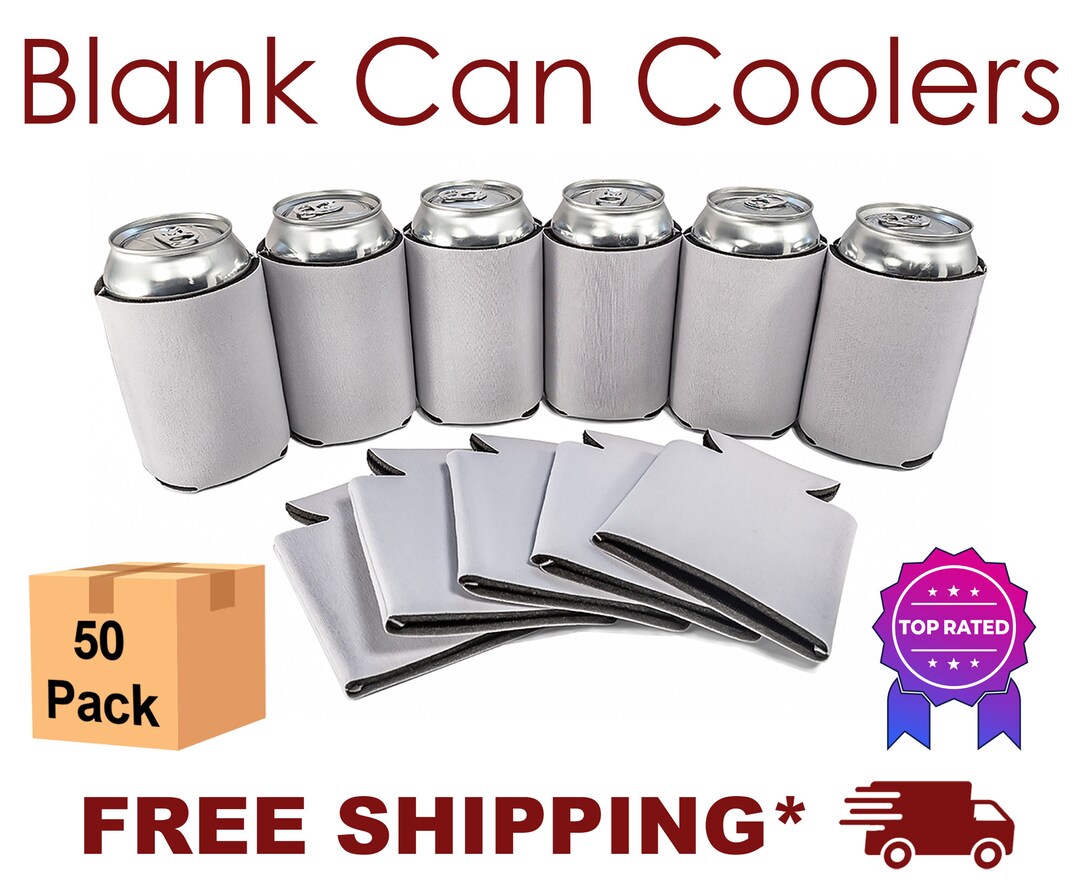 White Foam 50 Pack Can Cooler, Blank Can Cooler for Screen Printing