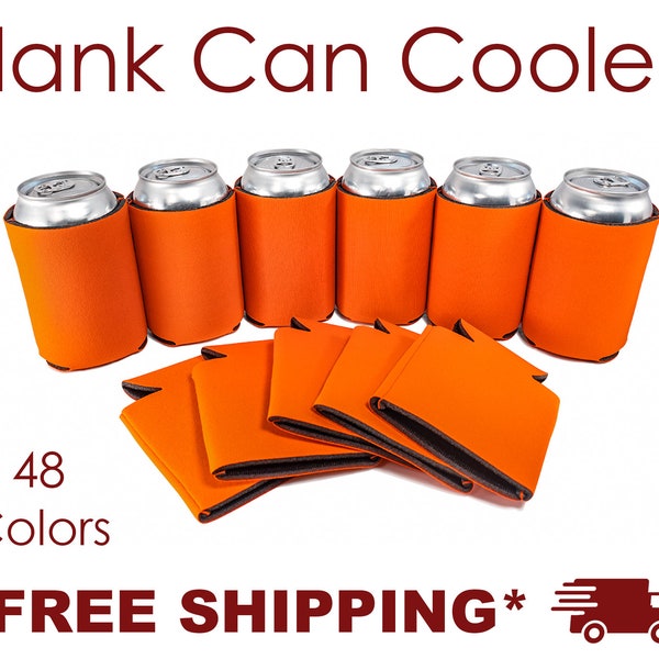 Neon Orange Foam Can Cooler, Blank Can Cooler for Screen Printing HTV Heat Pressing, DTF Vinyl Embroidery, DIY Craft Bulk Beer Huggers