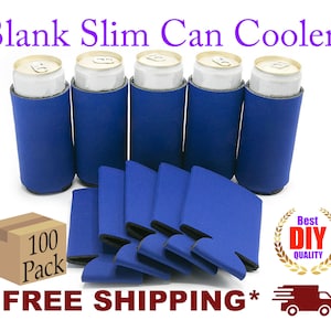 Slim Royal Blue Foam 100 Pack Can Cooler, Blank Can Cooler for Screen Printing, DTF, HTV, Party Favors, DIY craft, Sublimation Can Cooler