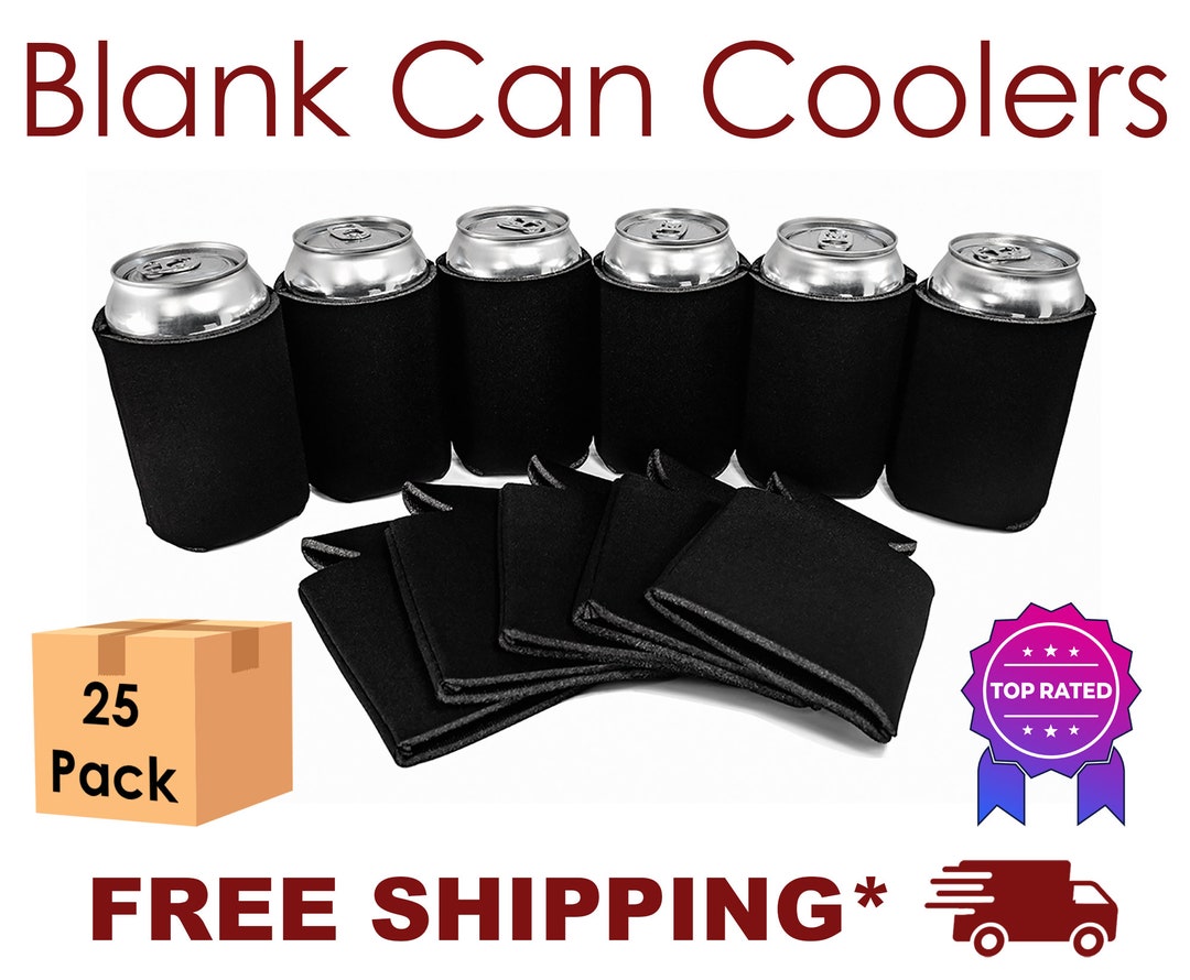 Black Foam 25 Pack Can Cooler, Blank Can Cooler for Screen Printing