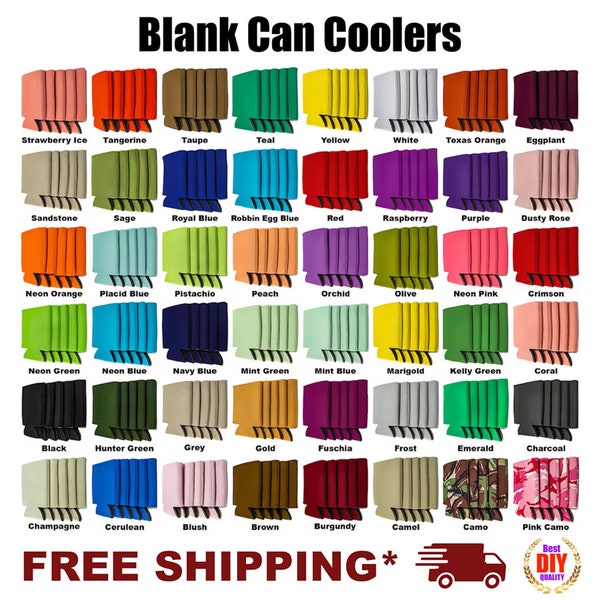 100 Pack - Blank Can Cooler for Screen Printing DTF HTV Vinyl Embroidery Heat Press Transfer Collapsible Bulk Beer Huggers Holders DIY Craft