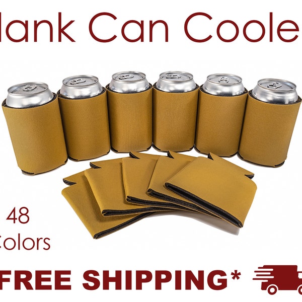 Gold Foam Can Cooler, Blank Can Cooler for Screen Printing HTV Heat Pressing, DTF Vinyl Embroidery, DIY Craft Bulk Beer Huggers