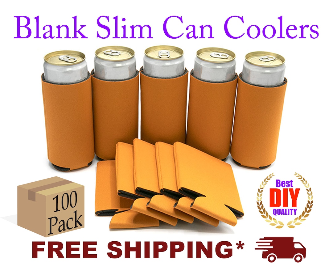 Slim Orange Foam 100 Pack Can Cooler, Blank Can Cooler for Screen