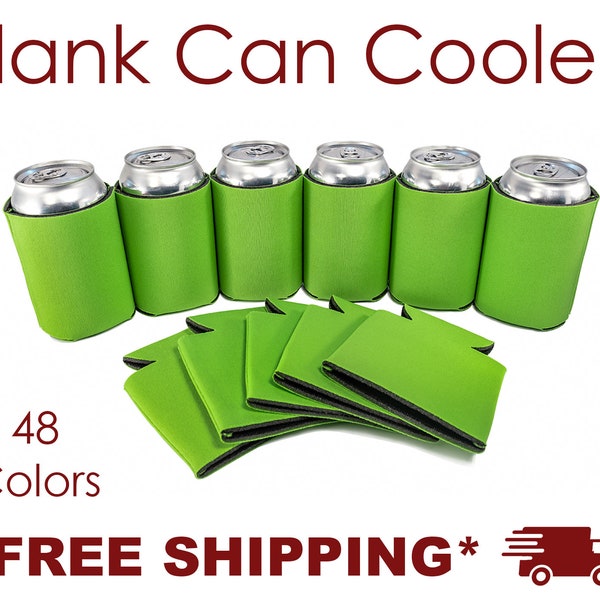Neon Green Foam Can Cooler, Blank Can Cooler for Screen Printing HTV Heat Pressing, DTF Vinyl Embroidery, DIY Craft Bulk Beer Huggers
