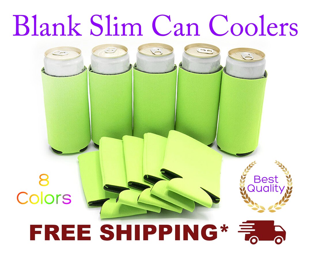 Slim Neon Green Foam Can Cooler Blank Can Cooler Can Coolers Etsy