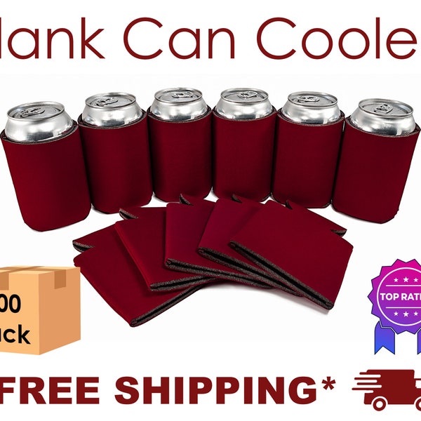 Burgundy Foam 100 Pack Can Cooler, Blank Can Cooler for Screen Printing, DTF, HTV, Party Favors, DIY craft, Sublimation Can Cooler