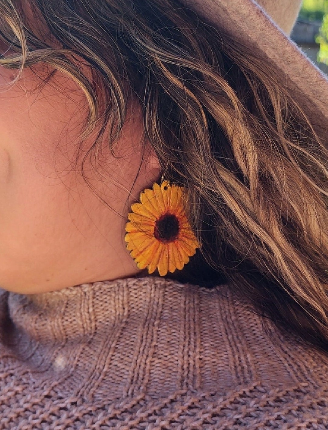 Handmade Purple Sun Flower Ear Clip