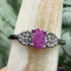 Faceted Ruby Ring Size 10 in 316L Stainless Steel- 4x6mm Oval Gemstone
