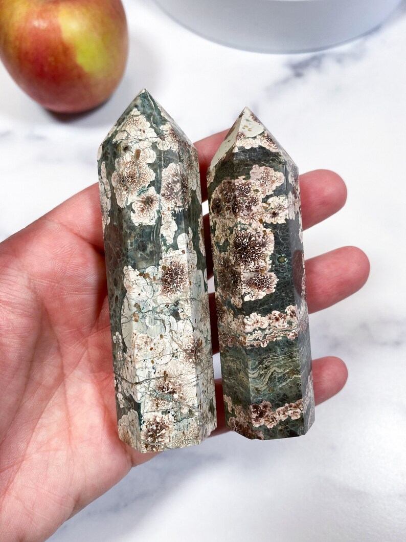Green Flower Jasper Rhyolite Crystal Point Healing Crystal Etsy