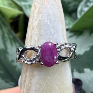 Faceted Ruby Ring Size 6 in 316L Stainless Steel- 4x6mm Oval Gemstone