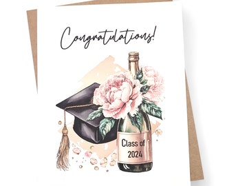 Graduation Card- Class of 2024- Custom Card- personalized card- 2024 Graduation card- Champagne graduation card