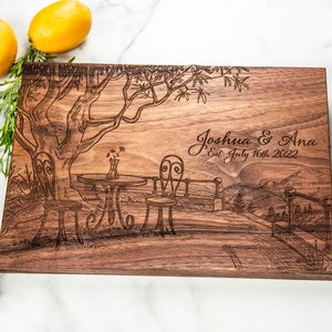 Personalized Scenic Cutting Board Housewarming Charcuterie Wedding Anniversary Couples Gift Husband Gift for Her Personalized Christmas Gift