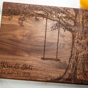 Personalized Cutting Board, Oak Tree Board, Personalized Gifts, Wedding Gift, Anniversary Gifts for Her, Gifts for Him, Housewarming Gift