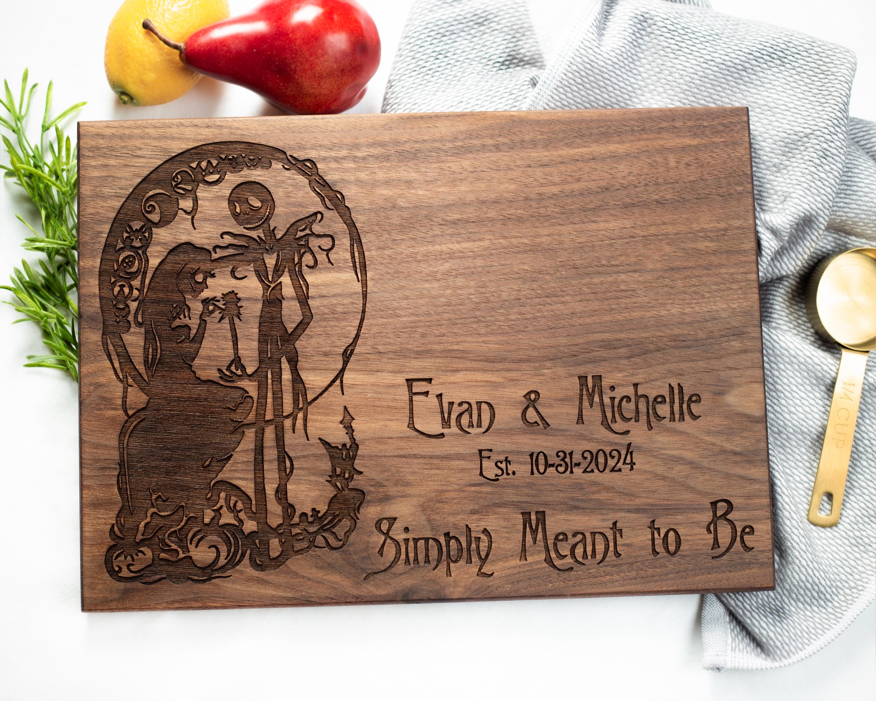 Simply Meant to Be Engraved Cutting Board Jack & Sally Inspired Housewarming Wedding Anniversary Gift Personalized Kitchen Christmas Gift