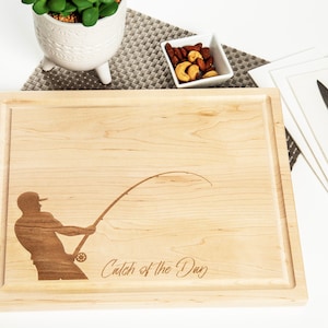 Personalized Fisherman Cutting Board Christmas Gift for Dad Fathers Day Custom Charcuterie Cheese Board Gift Housewarming Husband Gift