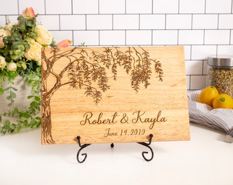 Personalized Cutting Board with Tree Housewarming Gift Personalized Anniversary Wedding Gift for Couple Engagement Gift Engraved Charcuterie