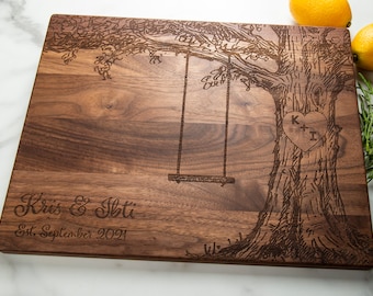 Personalized Cutting Board, Oak Tree Board, Personalized Gifts, Wedding Gift, Anniversary Gifts for Her, Gifts for Him, Housewarming Gift