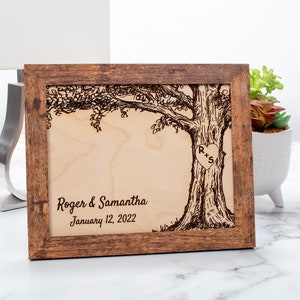 Personalized Engraved Oak Tree Picture Frame, Personalized Wedding Anniversary Gifts, Housewarming Gift, Gifts for Him, Gifts for Her