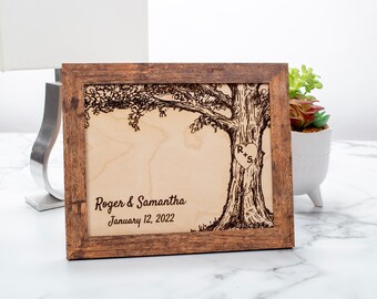 Personalized Engraved Oak Tree Picture Frame, Personalized Wedding Anniversary Gifts, Housewarming Gift, Gifts for Him, Gifts for Her