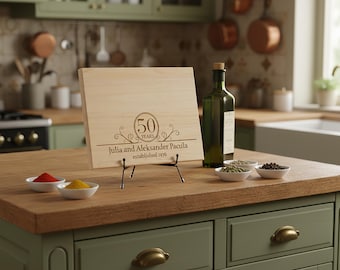 Personalized Anniversary Cutting Board, Engraved 50th Anniversary Gift