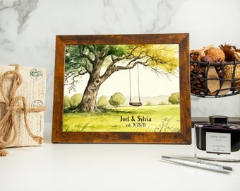 Personalized Tree Color Print Picture Frame in Gift Box, Personalized Wedding Anniversary Gifts, 9 Year Anniversary Willow Gift