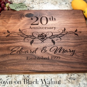 20th Wedding Anniversary Gift, Personalized Cutting Board, Couples Gifts, Personalized Gifts for Her, Gifts for Him, Mom Gift, Dad Gift