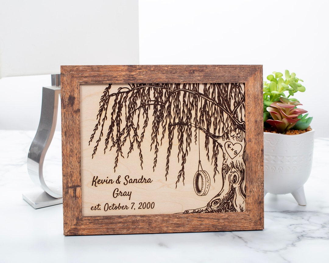 Personalized Engraved Willow Tree With Tire Swing Picture Frame