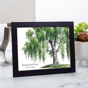 Personalized Willow Tree Color Print Picture Frame, Personalized Anniversary Gift, Gifts for Her, 9 Year Anniversary Willow Gift 3 SIZES!