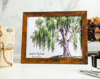 Personalized Willow Tree Color Print Picture Frame In Gift Box, Personalized Anniversary Gift, Gifts for Her, 9 Year Anniversary Willow Gift