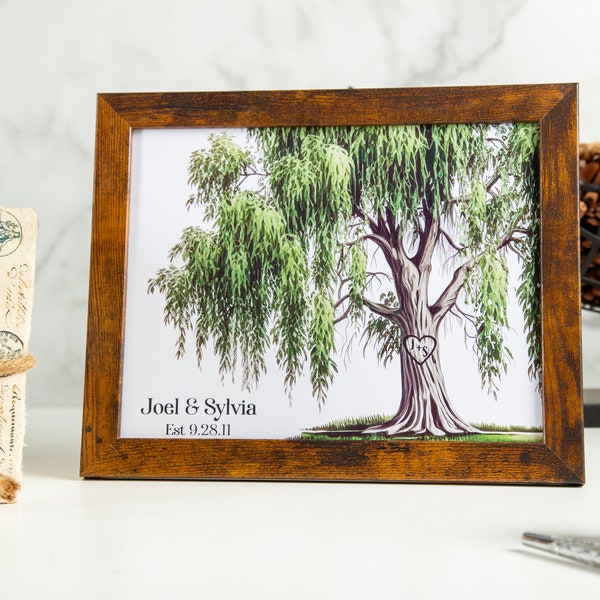 Personalized Willow Tree Color Print Picture Frame In Gift Box, Personalized Anniversary Gift, Gifts for Her, 9 Year Anniversary Willow Gift