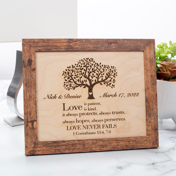 Personalized Engraved Religious Passage Picture Frame, Personalized Wedding Anniversary Gifts, Housewarming Gift, Gifts for Her, Wall Decor