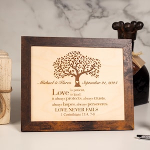 Personalized Engraved Couples Tree of Life & Religious Passage Picture Frame, Wedding or Anniversary Gifts, Housewarming Gift, Gifts for Her