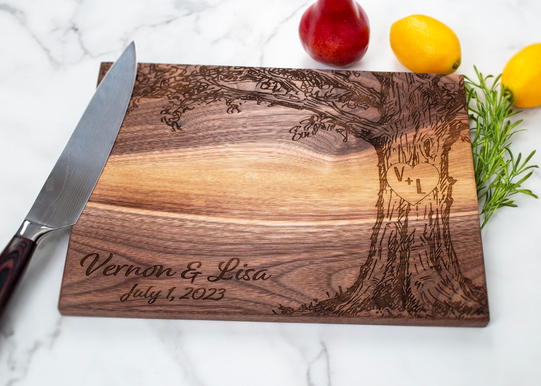 A Gift of Wood Wooden Cutting Boards - Moonscape Design | Black Walnut and Oak | Wisconsin Made