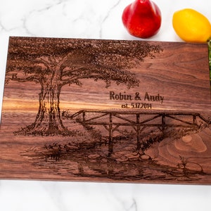 Personalized Oak Tree cutting board 5th anniversary wood Gift for Couple Wedding Husband Gift for Her Housewarming Charcuterie Christmas