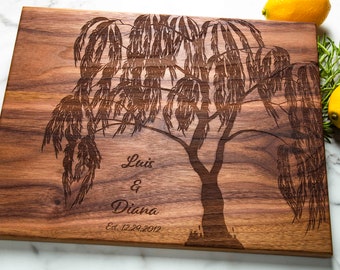 Willow Tree cutting board - 9th Anniversary gift Personalized Gift - A great gift for couple, wedding, anniversary or Christmas.