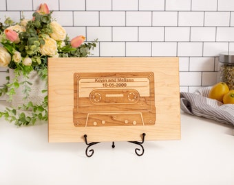 80's Cassette Throwback Gift Cutting Board Personalized Gift for Couple Housewarming Wedding Gift for Anniversary Charcuterie Retro Gift