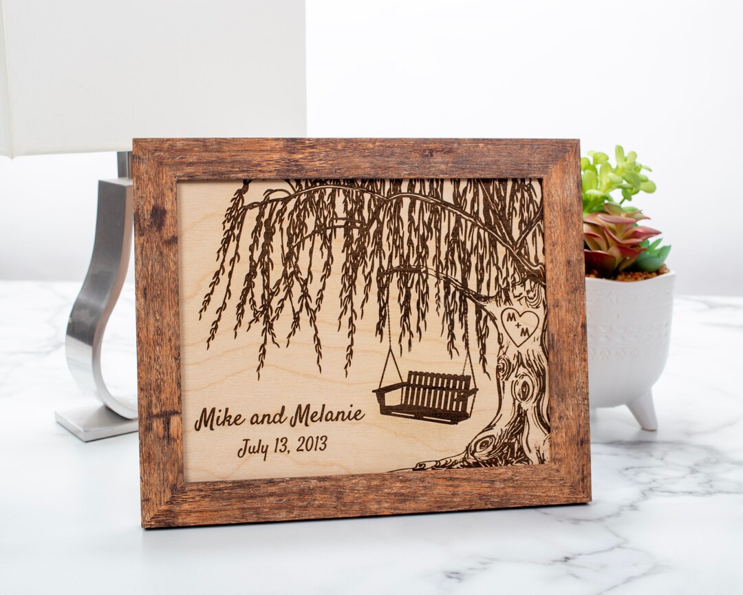 Personalized Engraved Willow Tree With Bench Swing Picture Frame