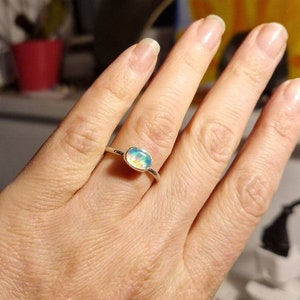 Opal ring sterling silver october birthstone
