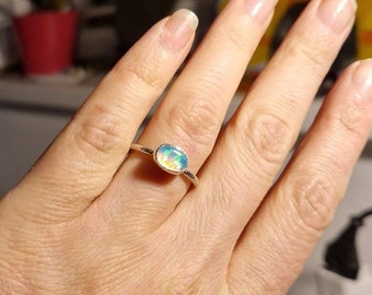 Opal ring sterling silver october birthstone