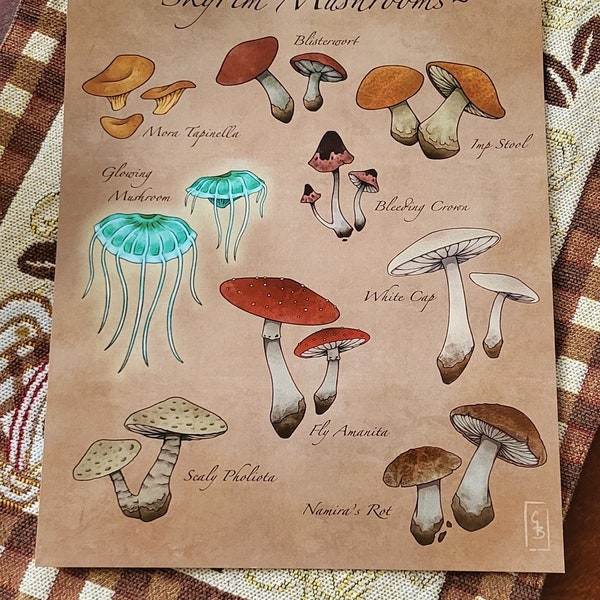 Skyrim Mushrooms Art Print (8x10")