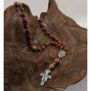 Vintage INRI Crucifix Catholic Jesus Christian Cross Pendant Rosary Necklace B8