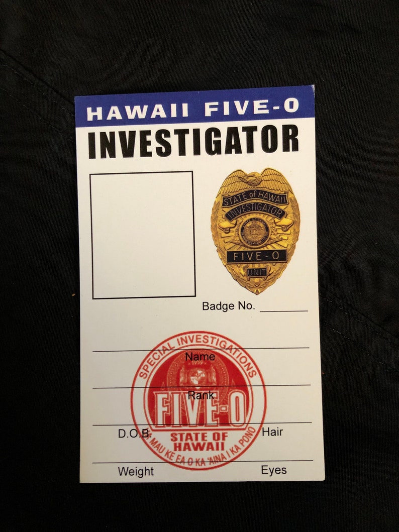 Blank Hawaii Five0 Identification Badge Cards Etsy