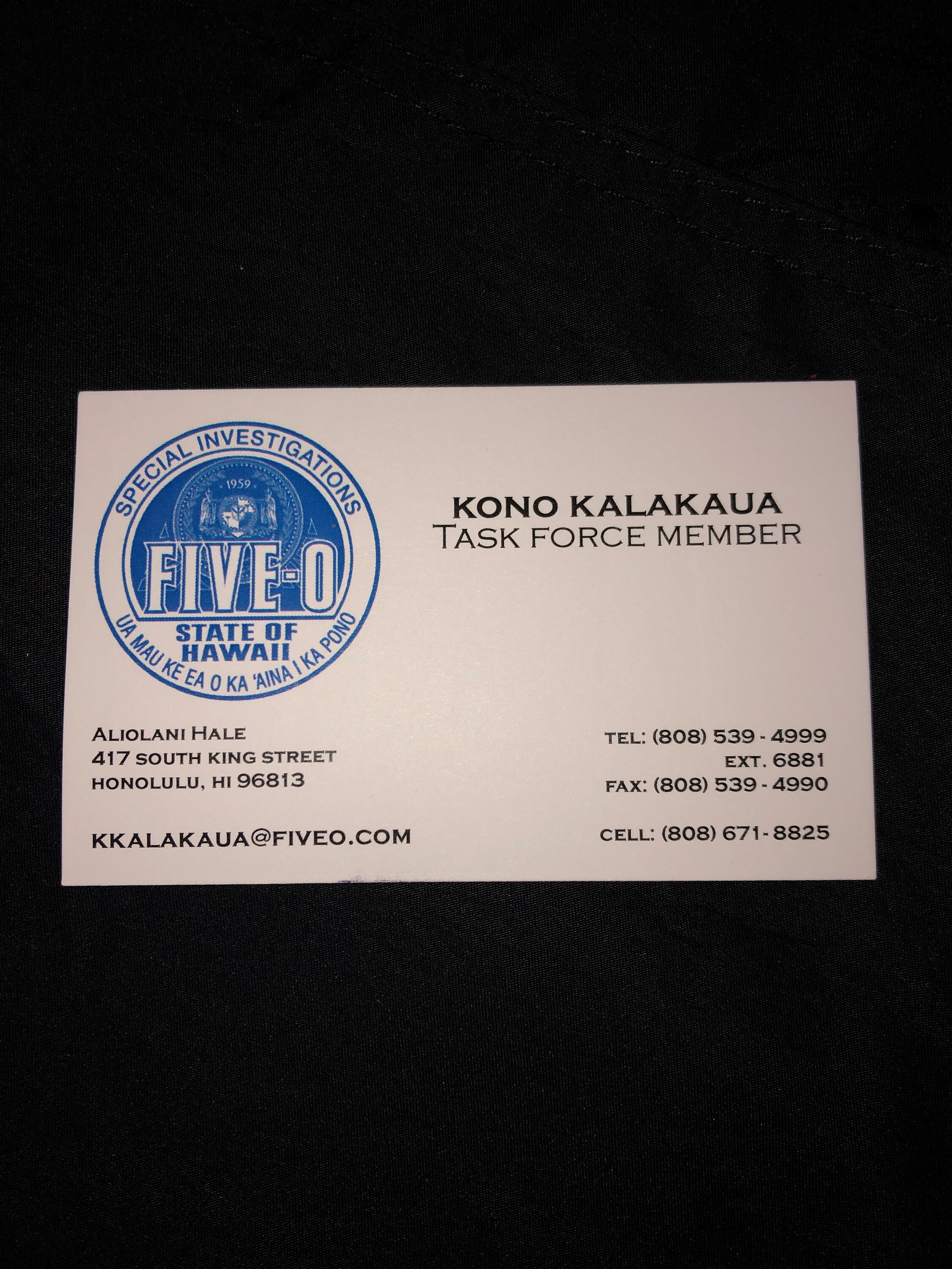 Kono Kalakaua Hawaii Five 0 Badge Id Card Etsy