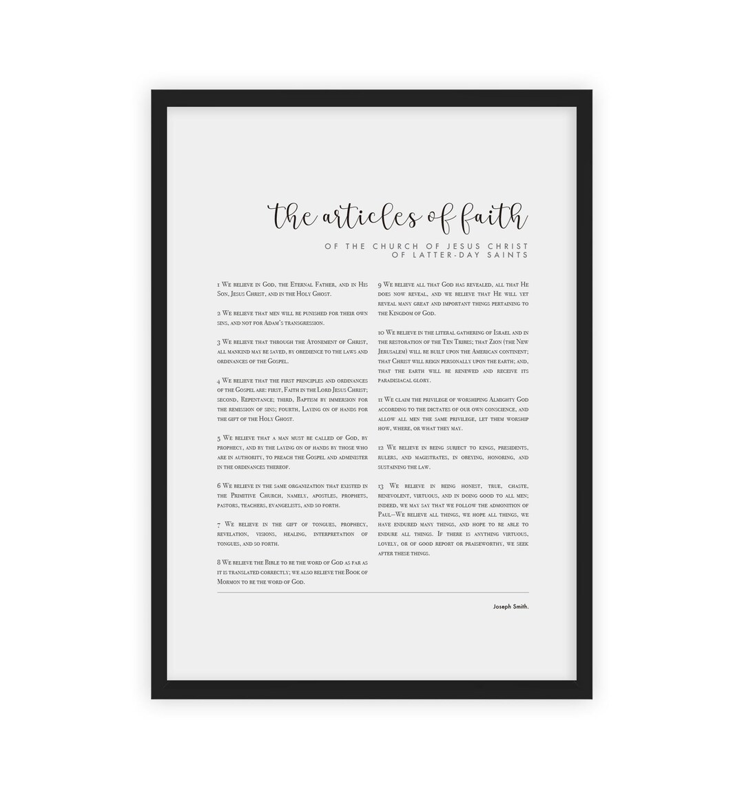 LDS Printable Articles of Faith Etsy
