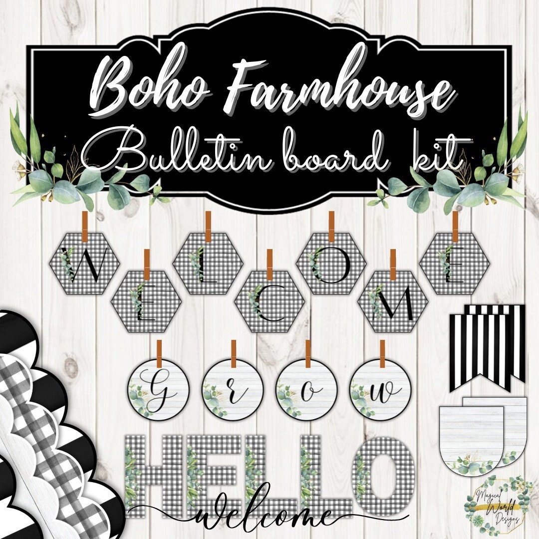 Farmhouse Bulletin Board Kit Bulletin Board Borders Etsy