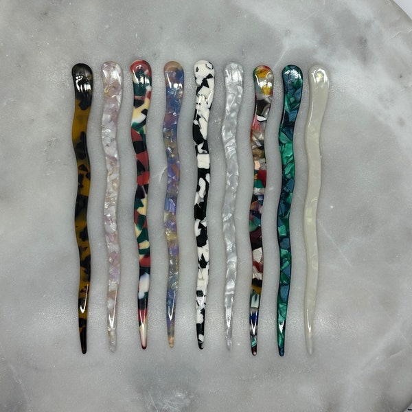 Wavy Hair Sticks, 7" Flat Hair Sticks, Vintage Style Chinese Hair Sticks, Hair Pin, Chopsticks, Bun Holder, Hair Accessories, Sticks, Retro
