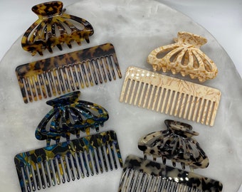 Hair Claw & Comb Set, Gift Set, Hair Claw, Hair Comb, Hair Accessories, Hair Clips, Claw Clips, Barrettes, Gift Ideas, Multicolored Claws
