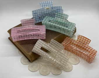 Retro Charlotte Hair Claws, 4" Gingham Hair Claws, Hair Claw Clips, Hair Accessories, Barrettes, Colorful Hair Claws, Clips, Claws