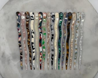 Wavy Hair Sticks Group 2, 7" Flat Hair Sticks, Vintage Style Chinese Hair Sticks, Hair Pin, Chopsticks, Bun Holder, Hair Accessories, Sticks